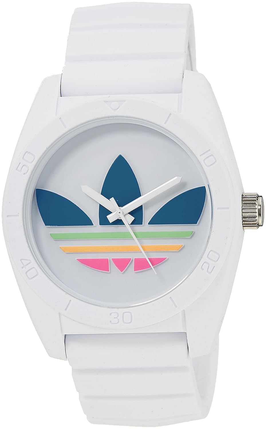 阿迪达斯三叶草adidas originals 中性三色logo表盘硅胶手表